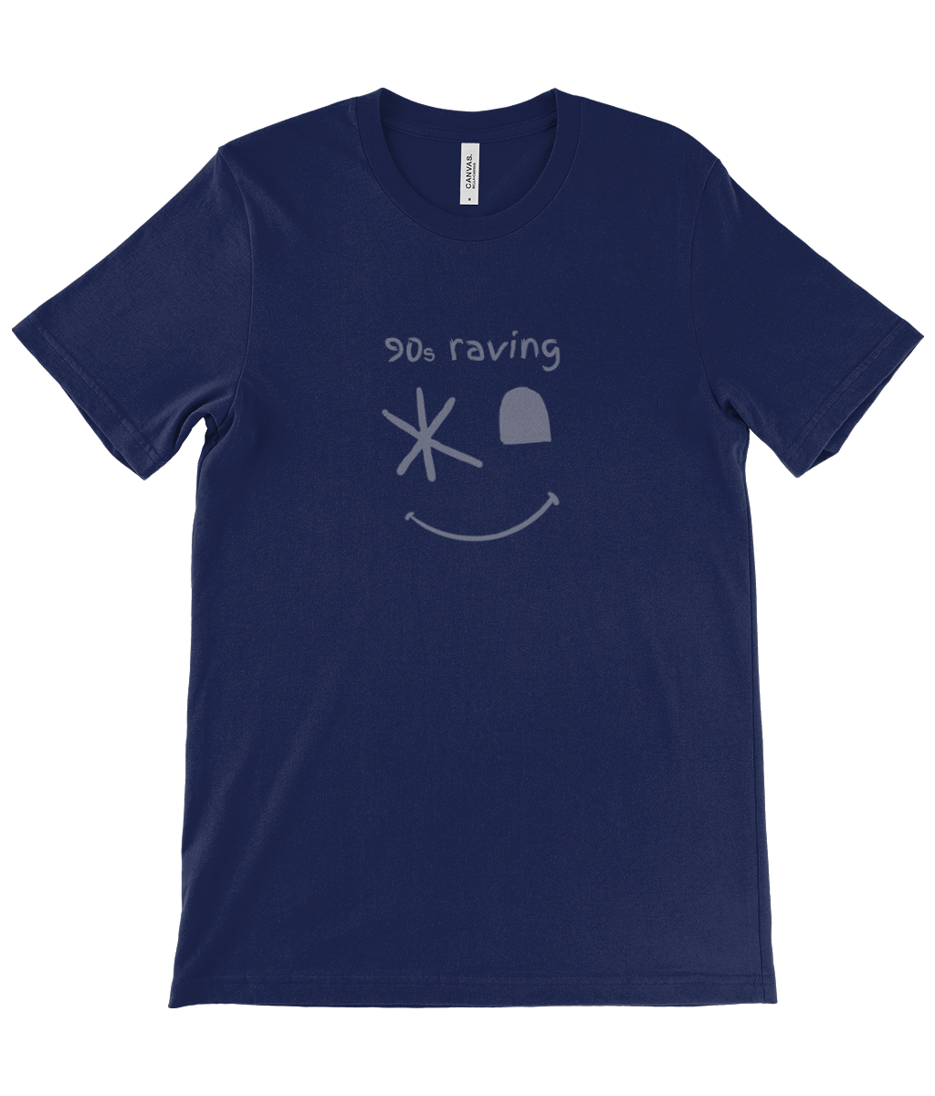 90s Raving Smiley Wink Dark! Unisex Crew Neck T-Shirt