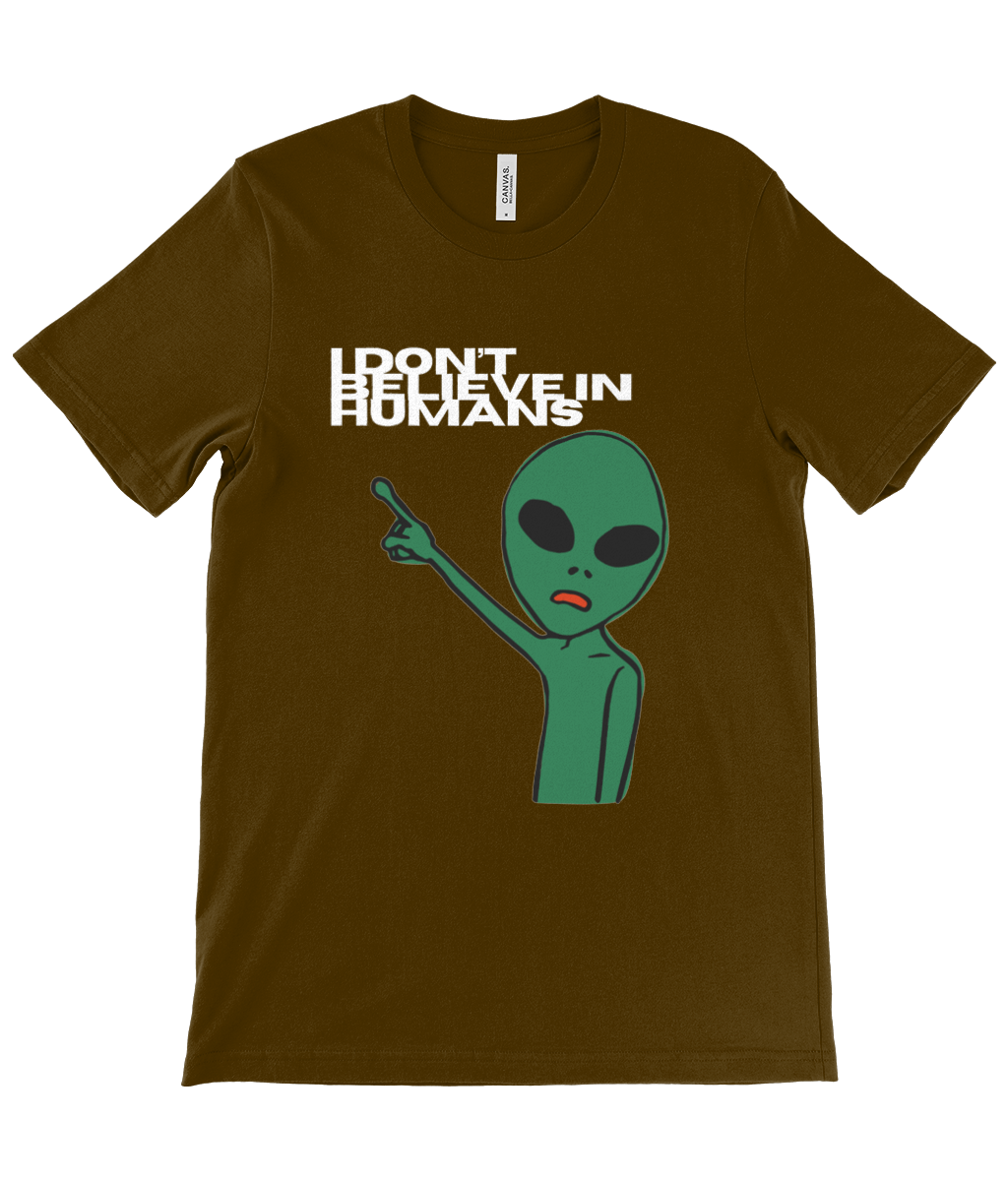 90s Don't believe in humans (Green Alien) - Unisex Crew Neck T-Shirt